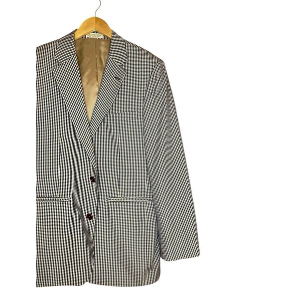 Orvis Plaid Blazer Mens 40R Navy White Sports Coat Preppy Formal Business - Picture 2 of 5